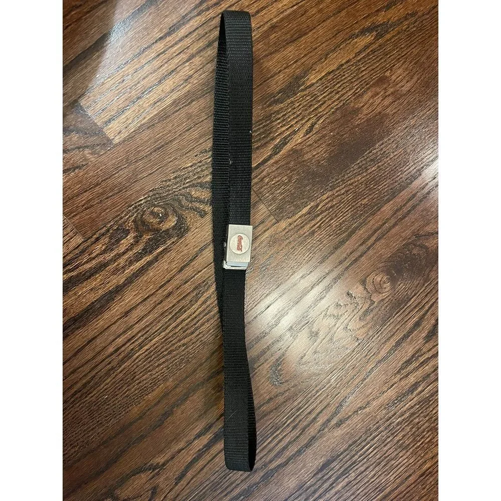 Vintage Coca Cola‎ Logo Black Canvas Belt & Buckle 1970's